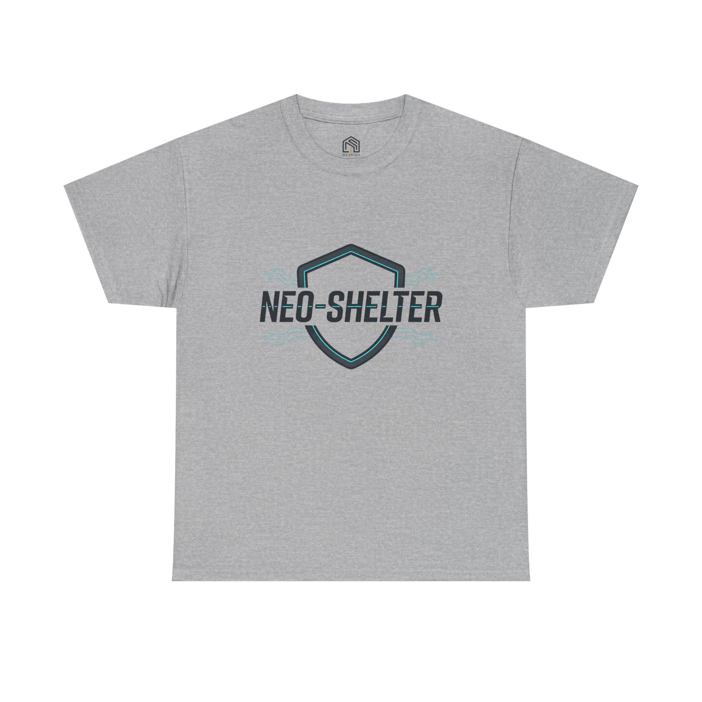 Neo-Shelter Shield Tee — Minimal Protective Logo T-Shirt