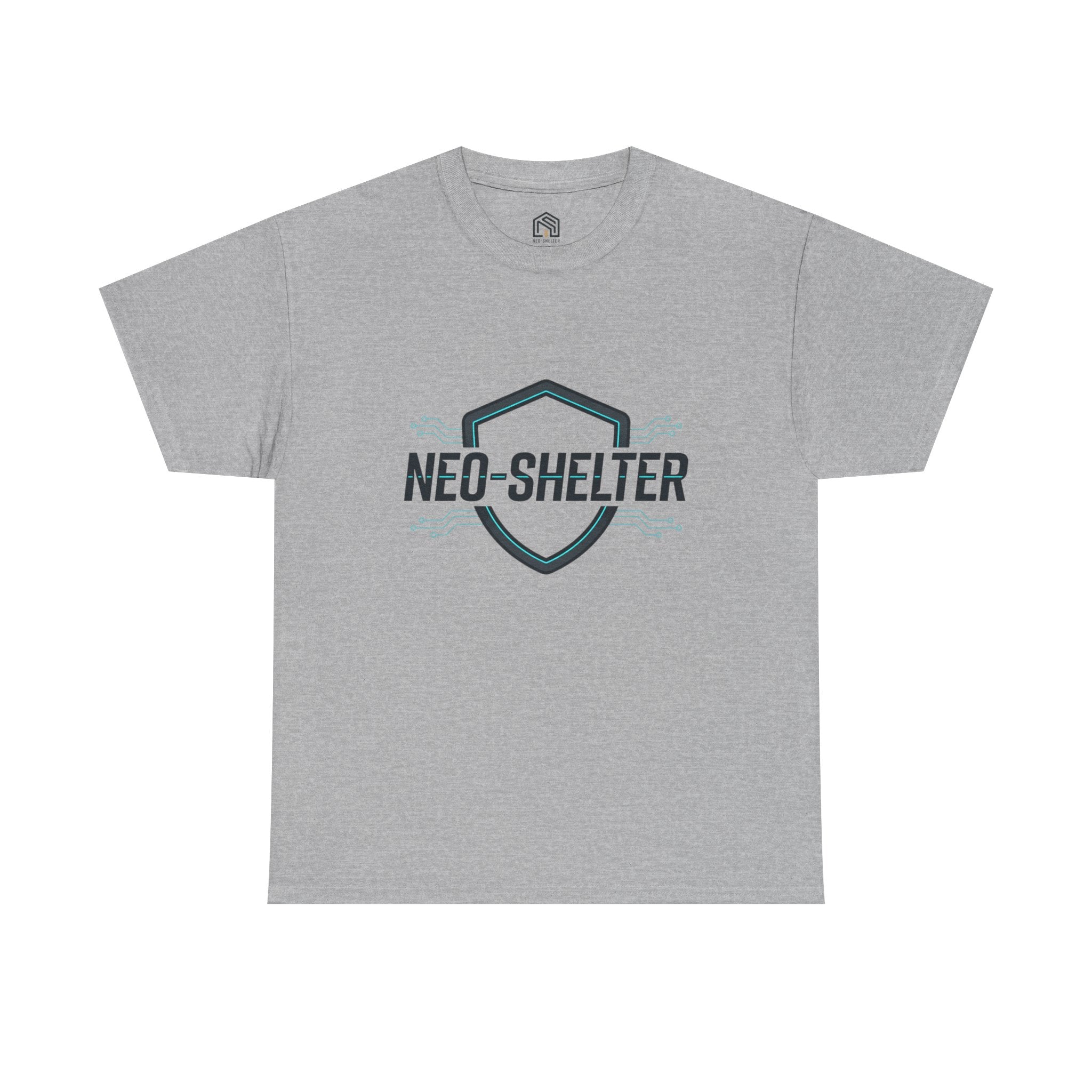 Neo-Shelter Shield Tee — Minimal Protective Logo T-Shirt