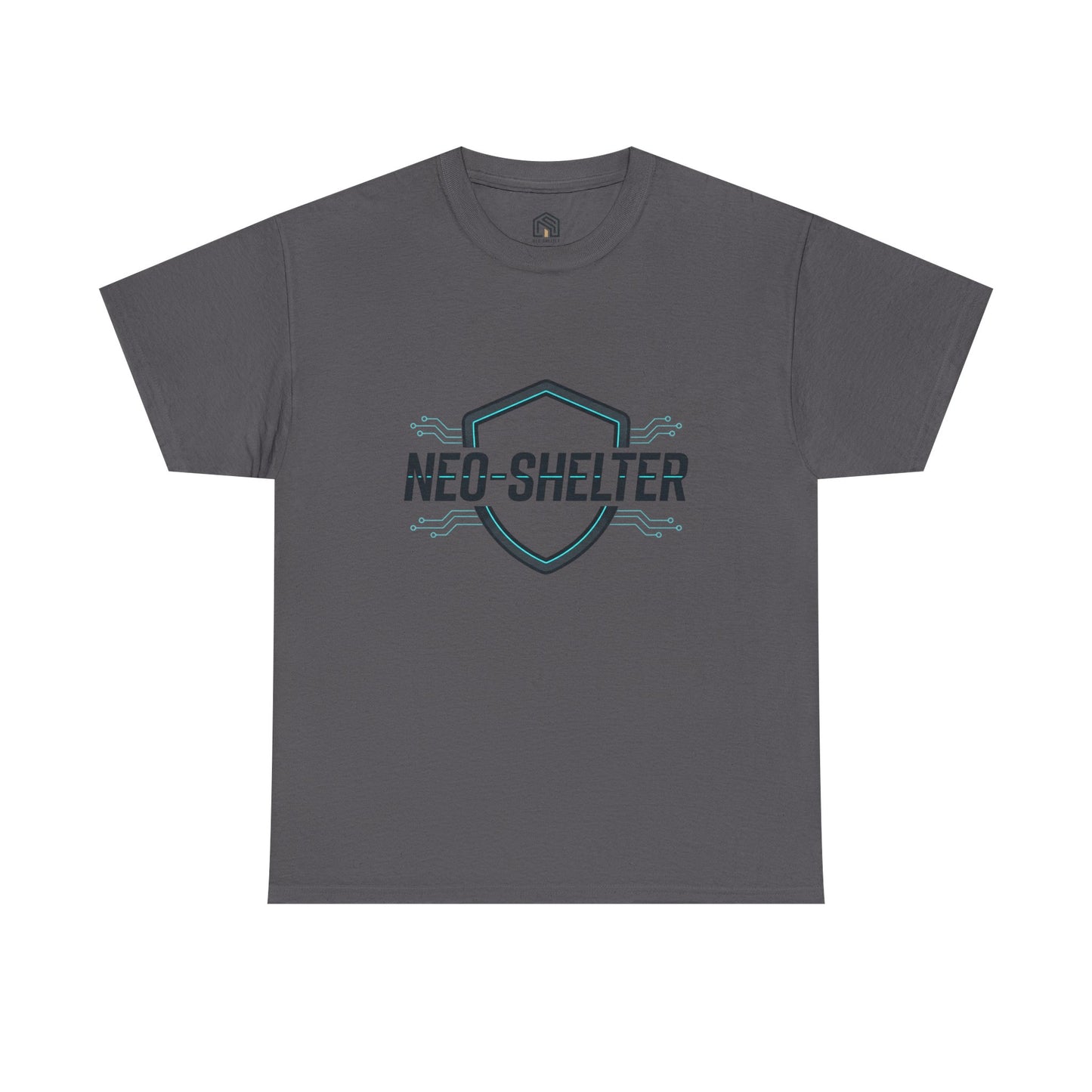 Neo-Shelter Shield Tee — Minimal Protective Logo T-Shirt