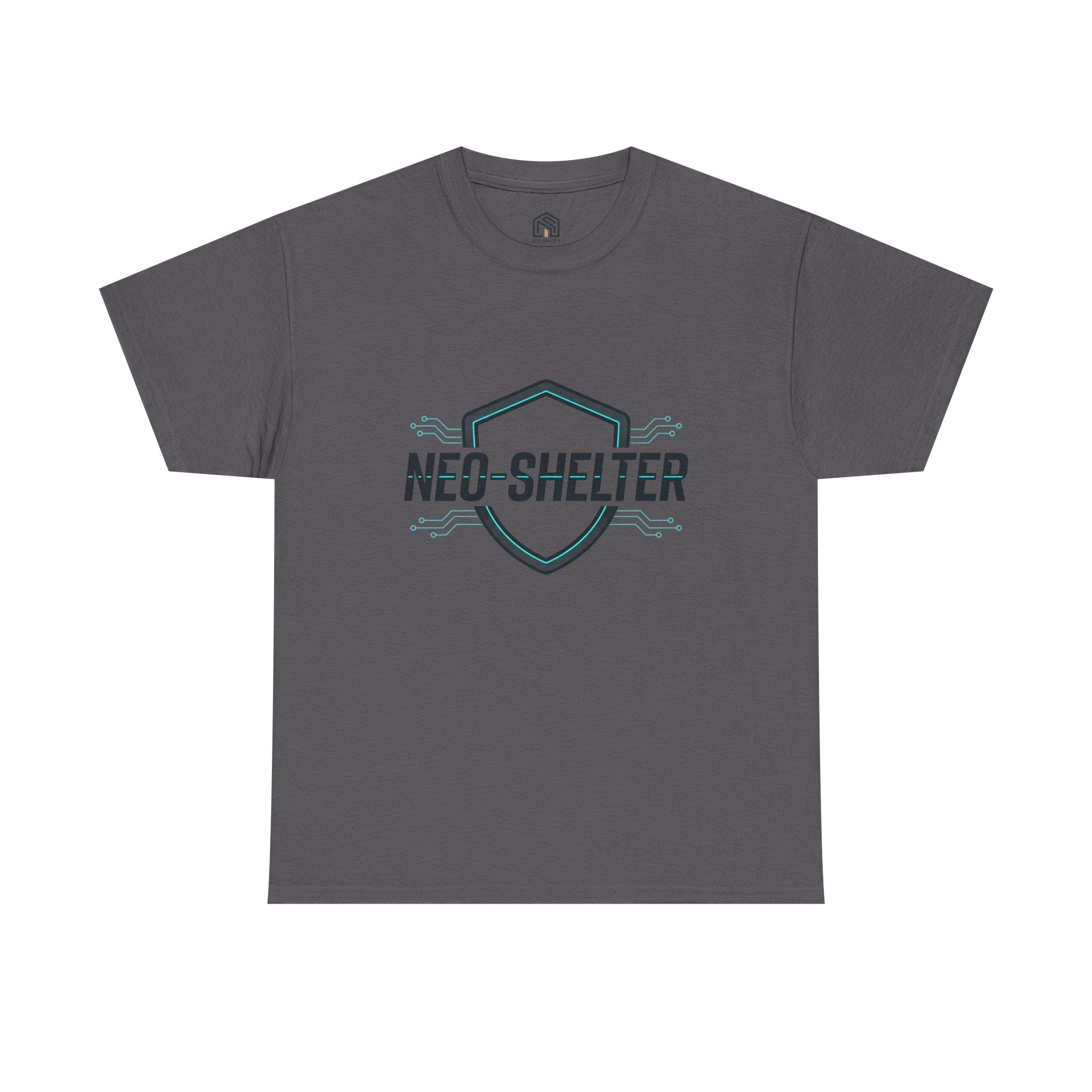 Neo-Shelter Shield Tee — Minimal Protective Logo T-Shirt