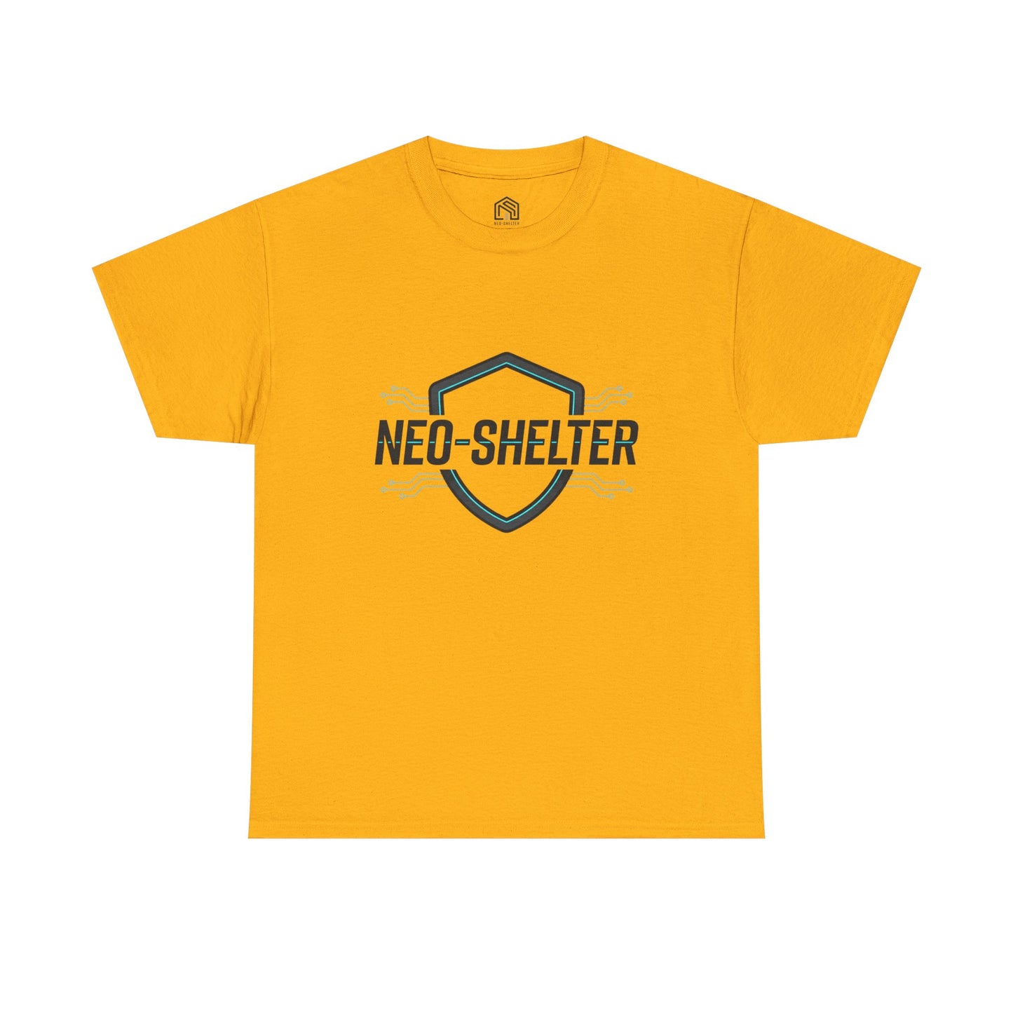 Neo-Shelter Shield Tee — Minimal Protective Logo T-Shirt
