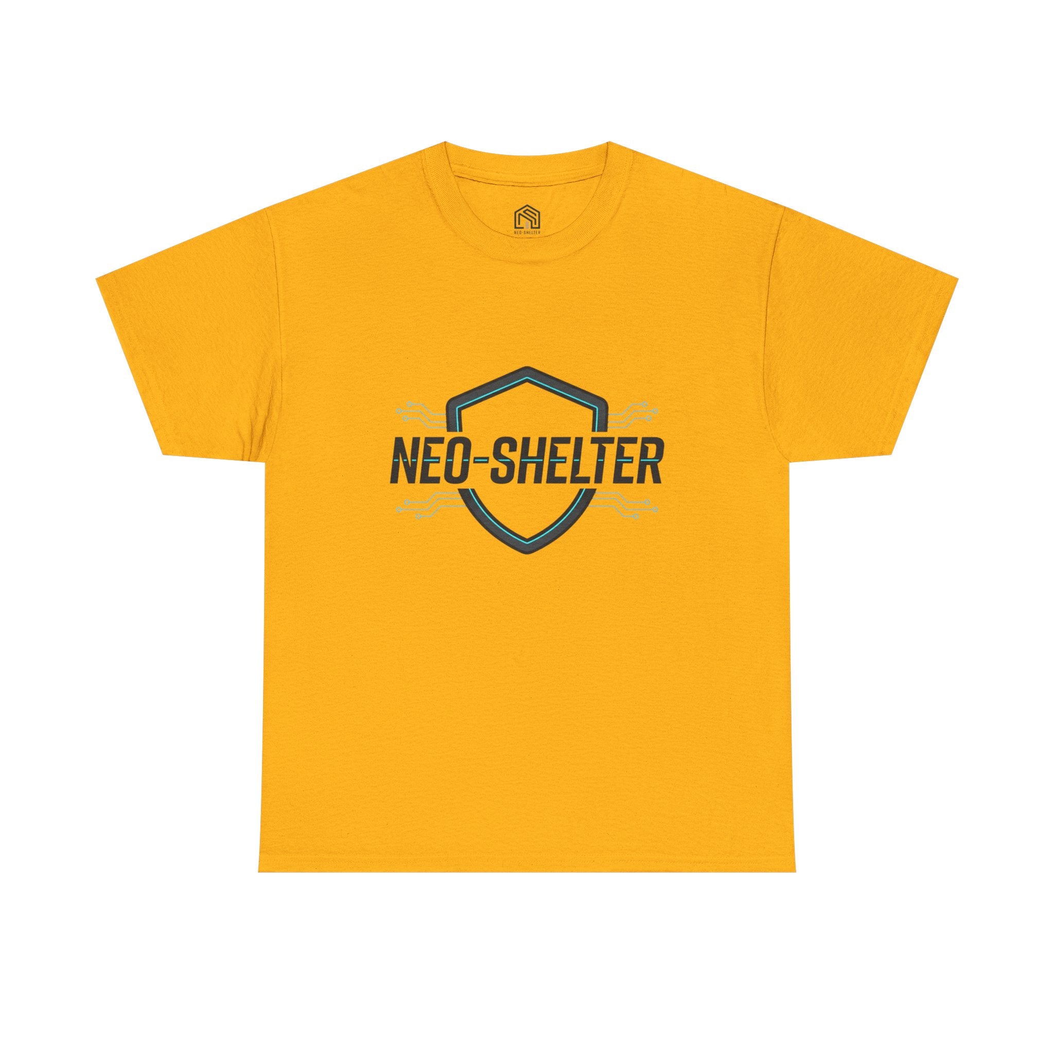 Neo-Shelter Shield Tee — Minimal Protective Logo T-Shirt