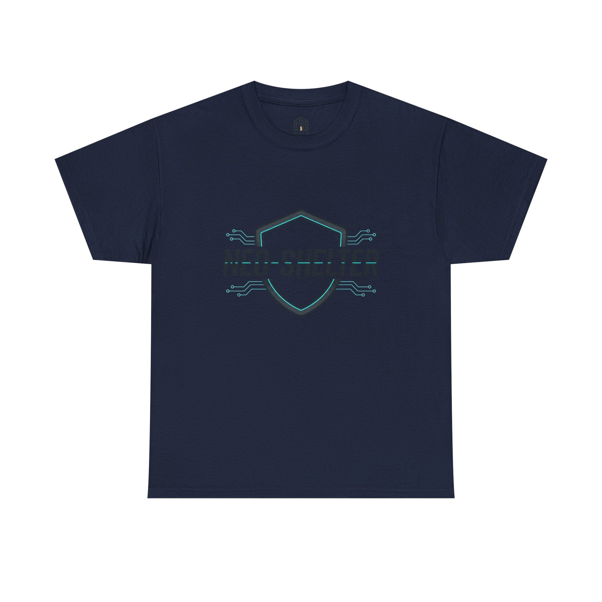 Neo-Shelter Shield Tee — Minimal Protective Logo T-Shirt