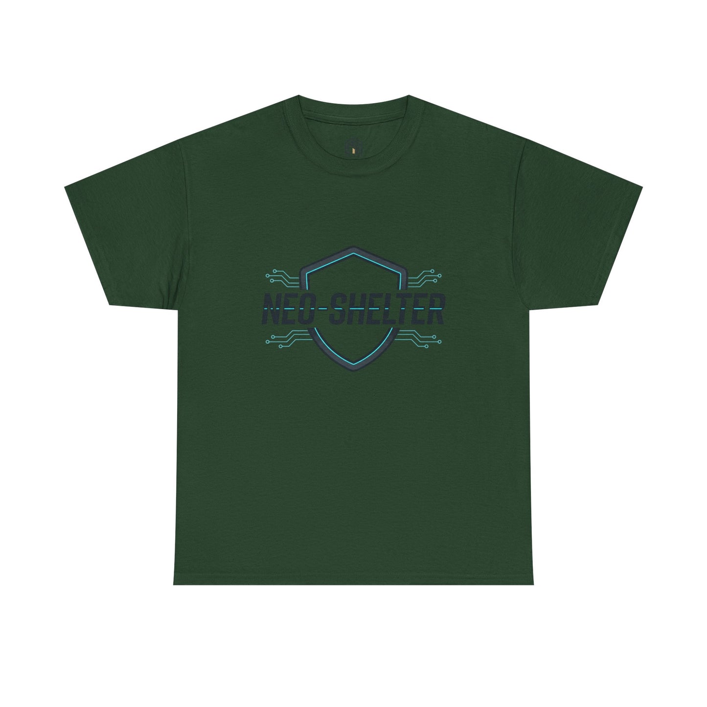 Neo-Shelter Shield Tee — Minimal Protective Logo T-Shirt