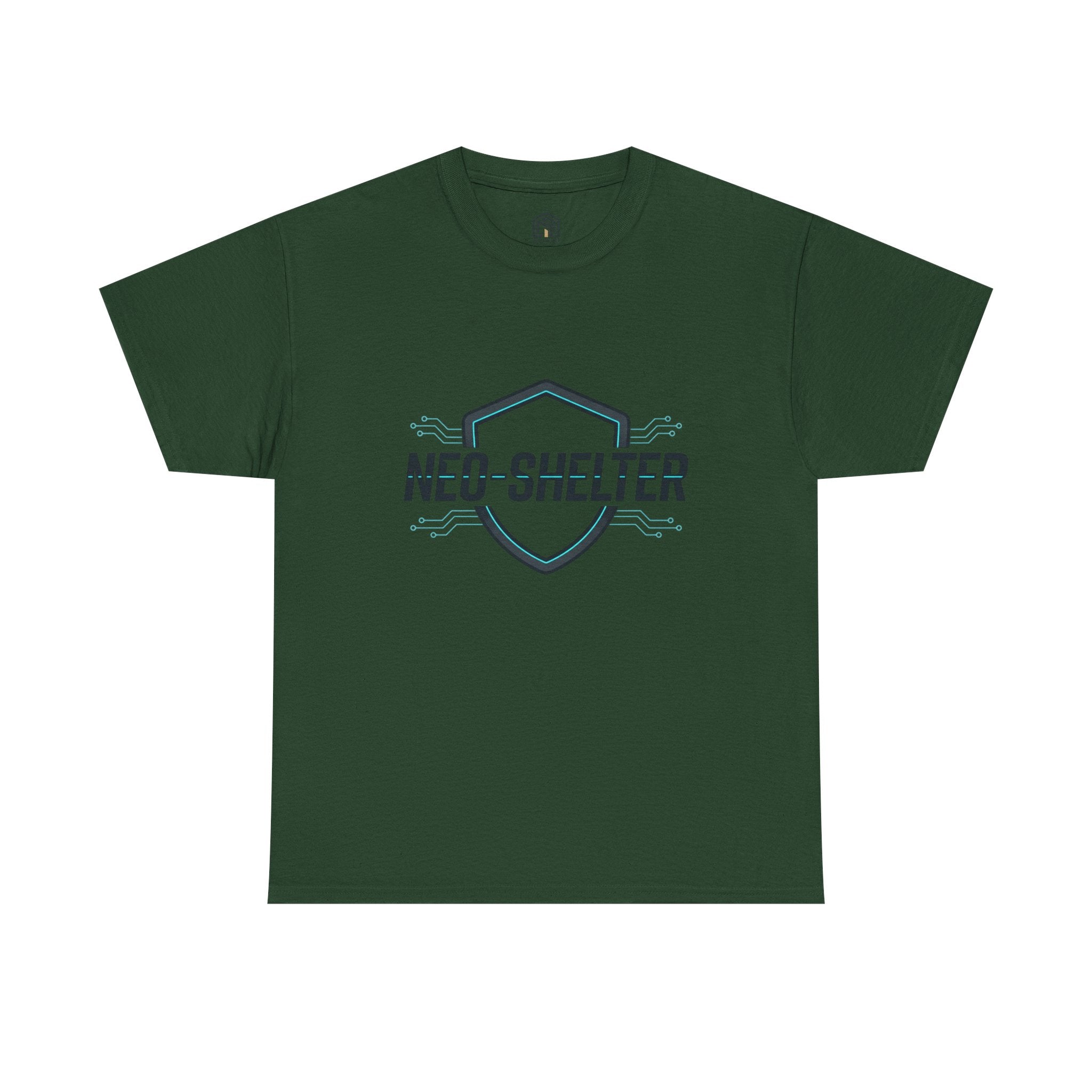 Neo-Shelter Shield Tee — Minimal Protective Logo T-Shirt
