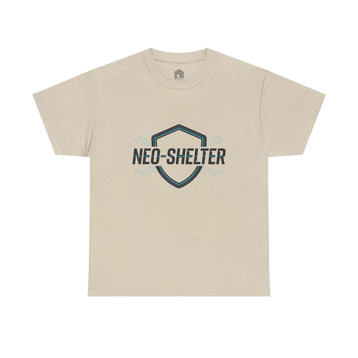 Neo-Shelter Shield Tee — Minimal Protective Logo T-Shirt