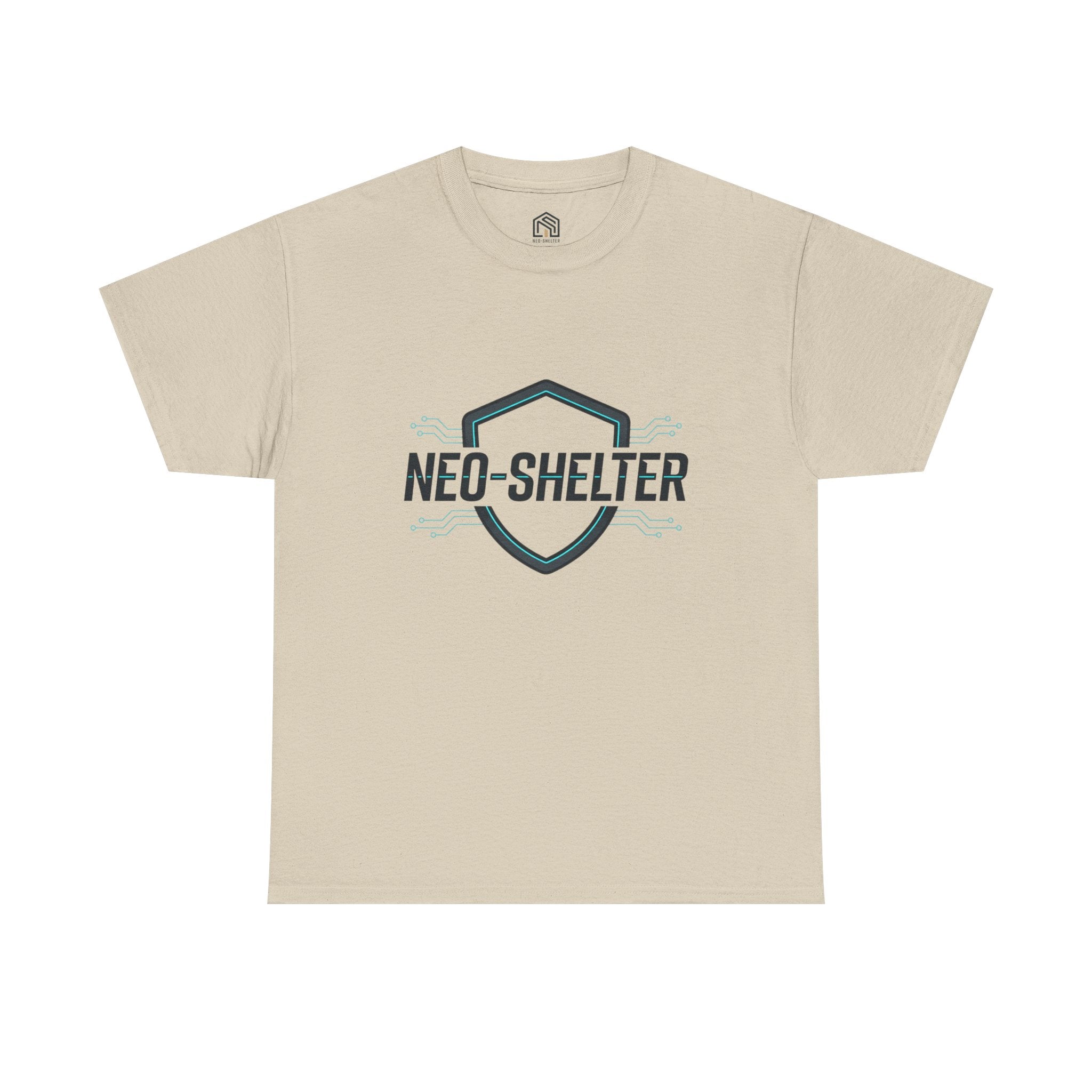 Neo-Shelter Shield Tee — Minimal Protective Logo T-Shirt