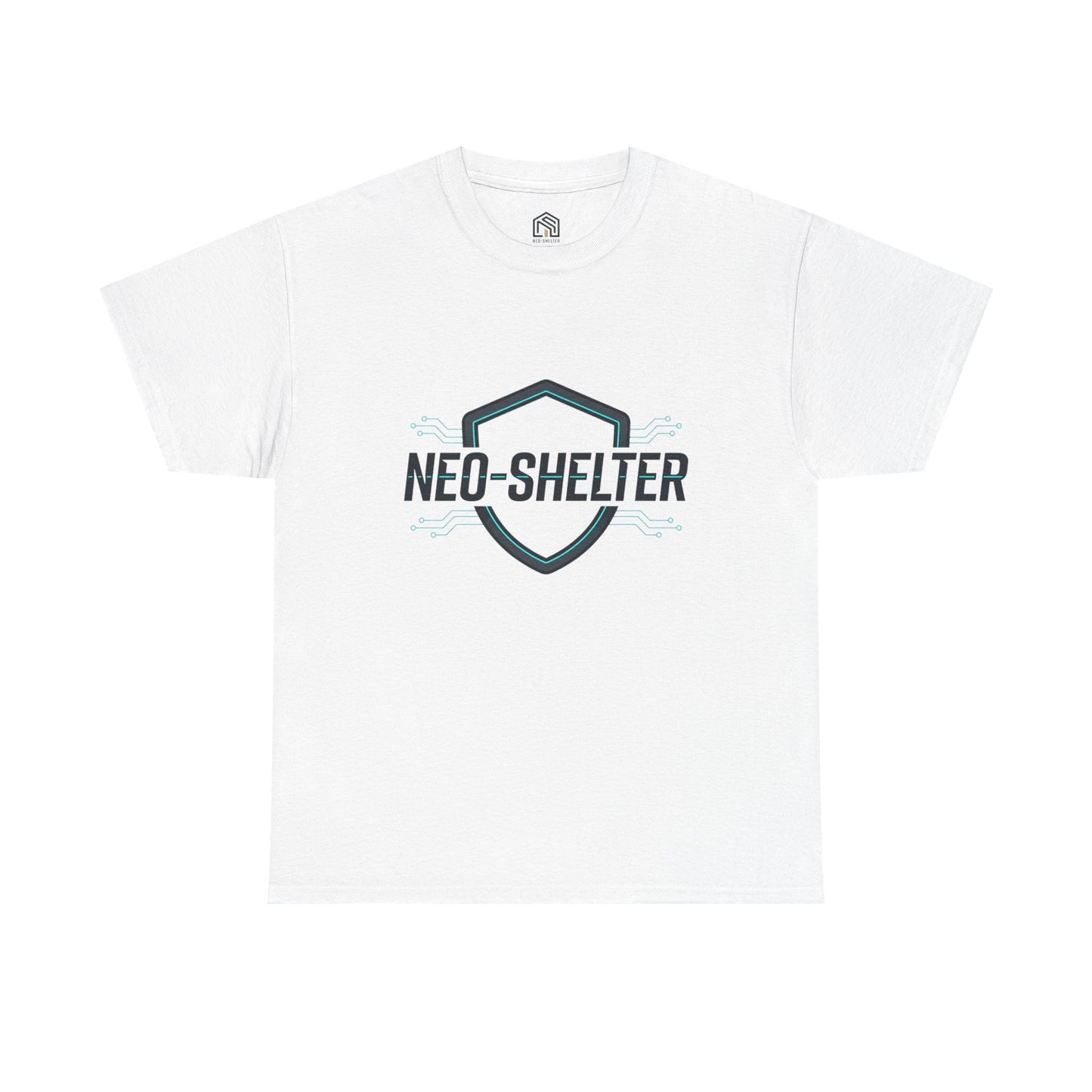 Neo-Shelter Shield Tee — Minimal Protective Logo T-Shirt