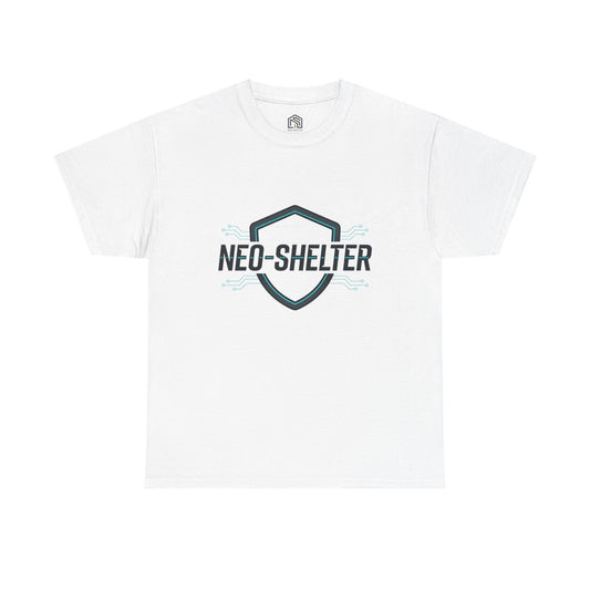 Neo-Shelter Shield Tee — Minimal Protective Logo T-Shirt