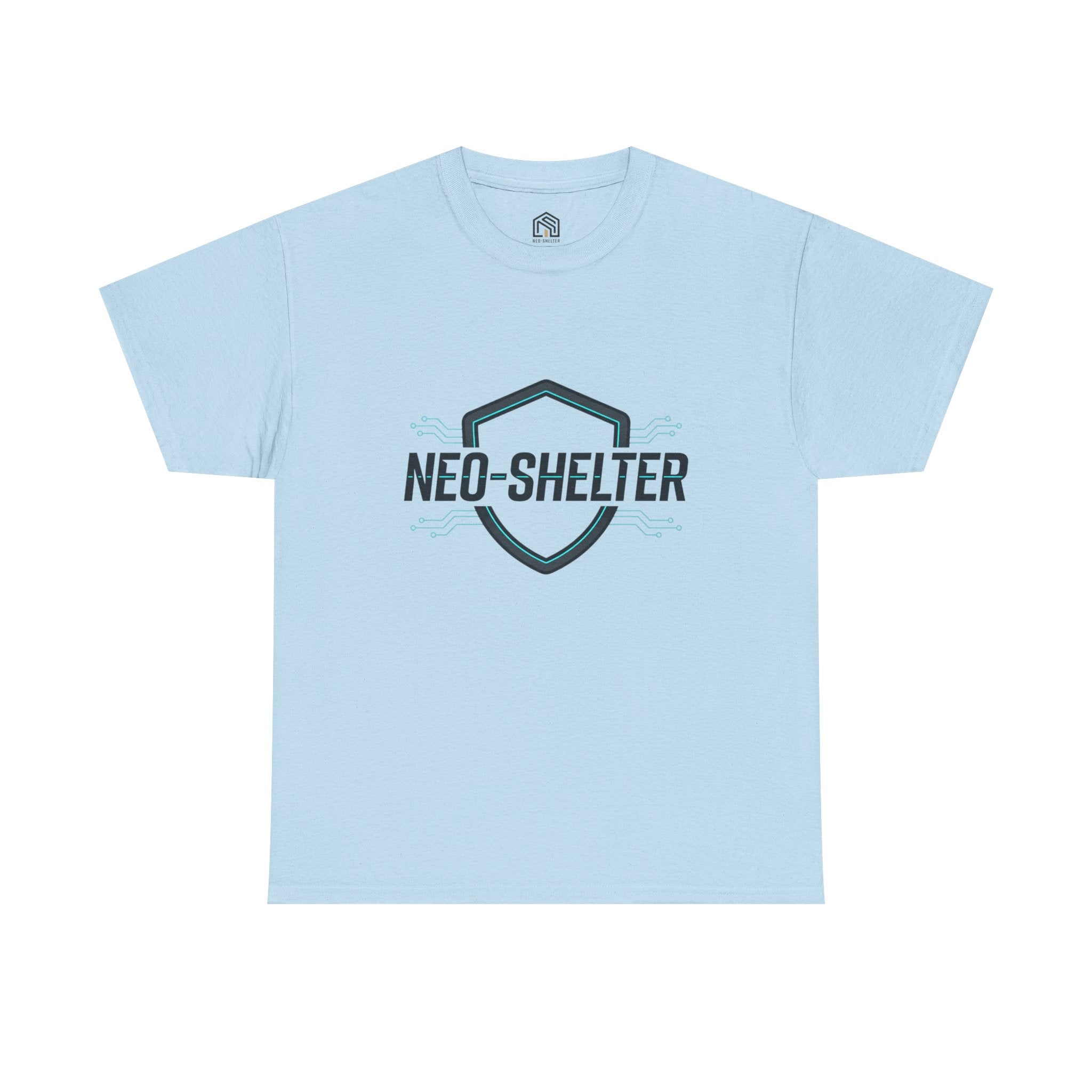 Neo-Shelter Shield Tee — Minimal Protective Logo T-Shirt