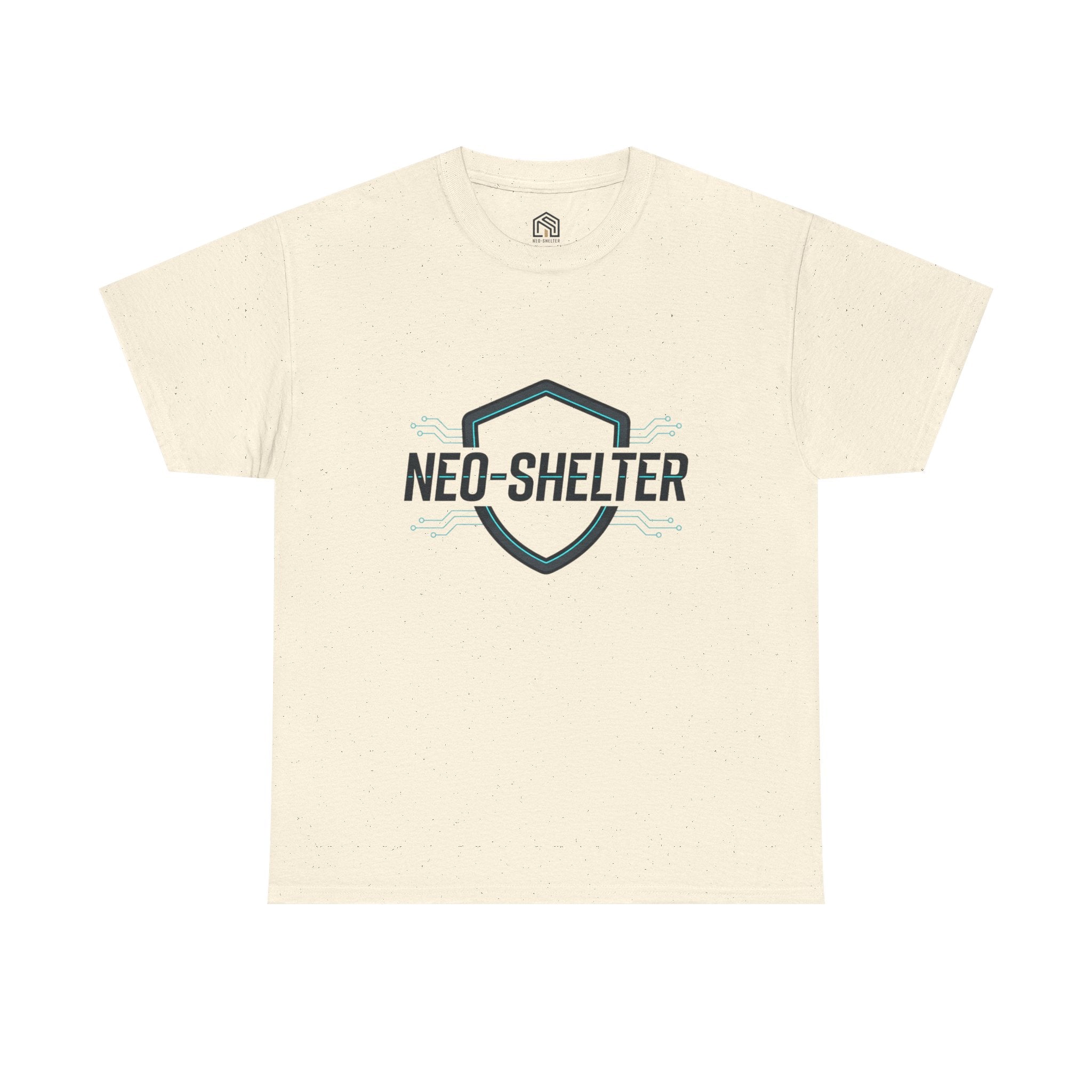 Neo-Shelter Shield Tee — Minimal Protective Logo T-Shirt