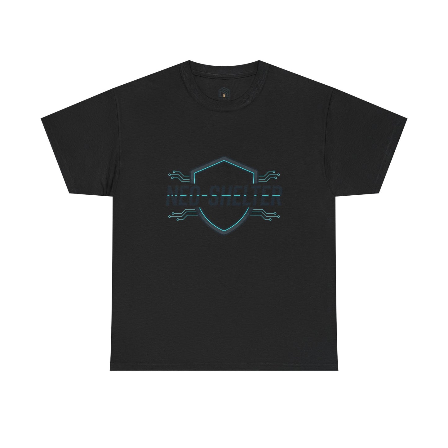Neo-Shelter Shield Tee — Minimal Protective Logo T-Shirt