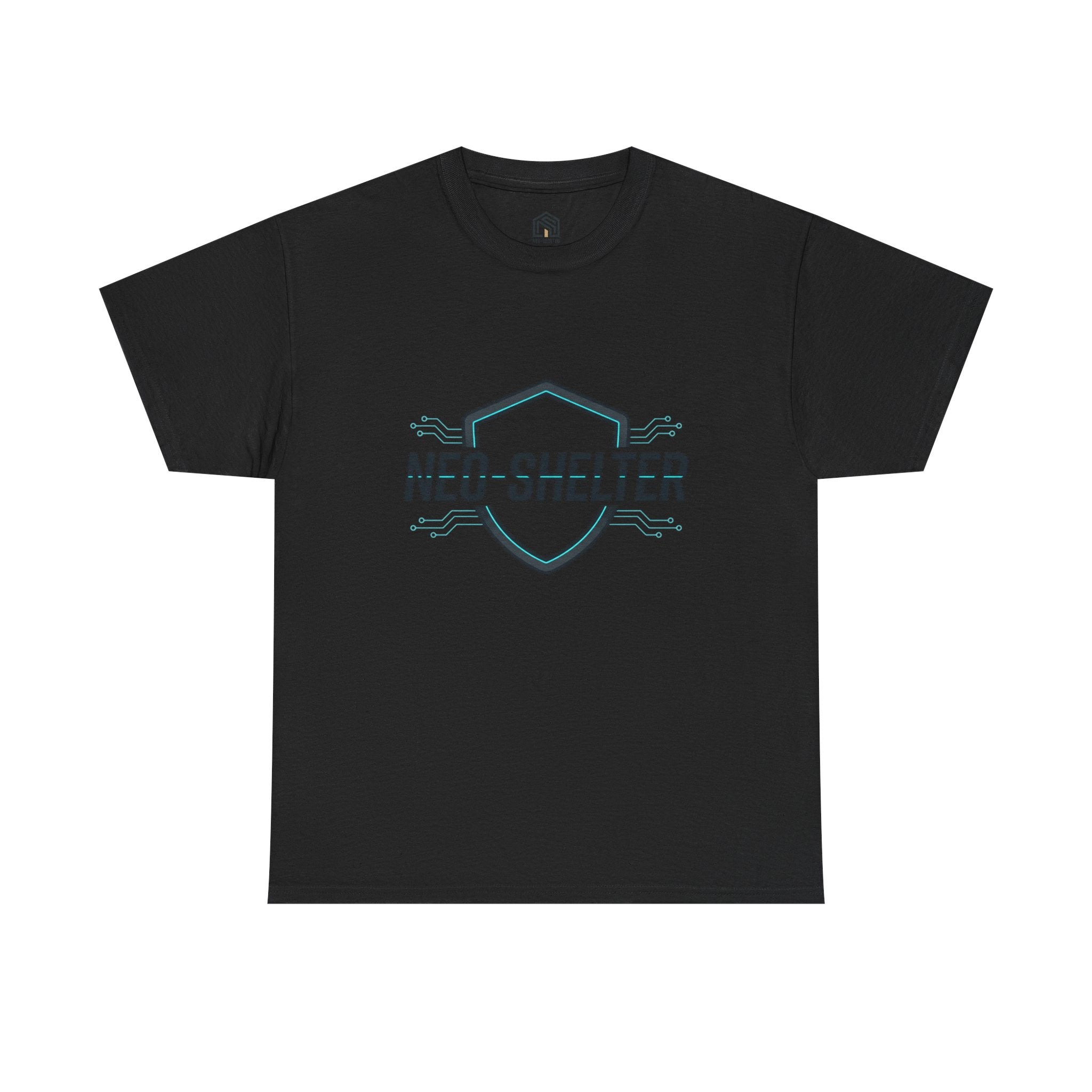 Neo-Shelter Shield Tee — Minimal Protective Logo T-Shirt