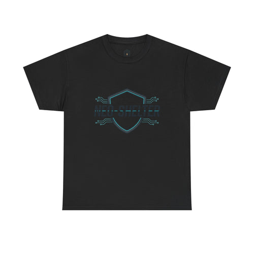 Neo-Shelter Shield Tee — Minimal Protective Logo T-Shirt