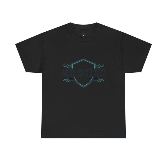 Neo-Shelter Shield Tee — Minimal Protective Logo T-Shirt